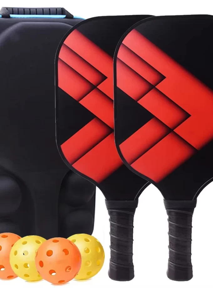 USAPA Approved Carbon Fiber Pickleball Paddle Set - Lightweight Graphite Racquets with 4 Balls & Bag