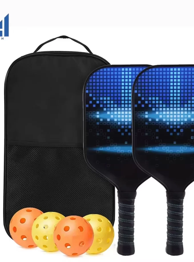 USAPA Approved Carbon Fiber Pickleball Paddle Set - Lightweight Graphite Racquets with 4 Balls & Bag