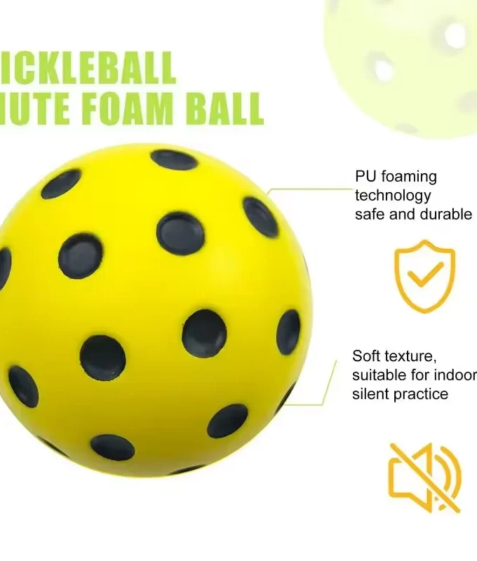 Quiet Pickleball Foam Balls for Indoor Practice - High Density Soft Foam Training Balls with Realistic Bounce