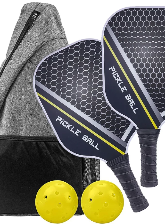 USAPA Approved Carbon Fiber Pickleball Paddle Set - Lightweight Graphite Racquets with 4 Balls & Bag