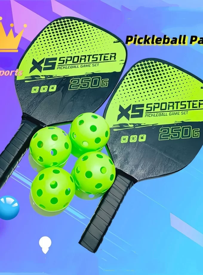 Pickleball Paddle Set of 2 Paddles & 4 Balls | Lightweight Pickleball Rackets for Adults & Kids