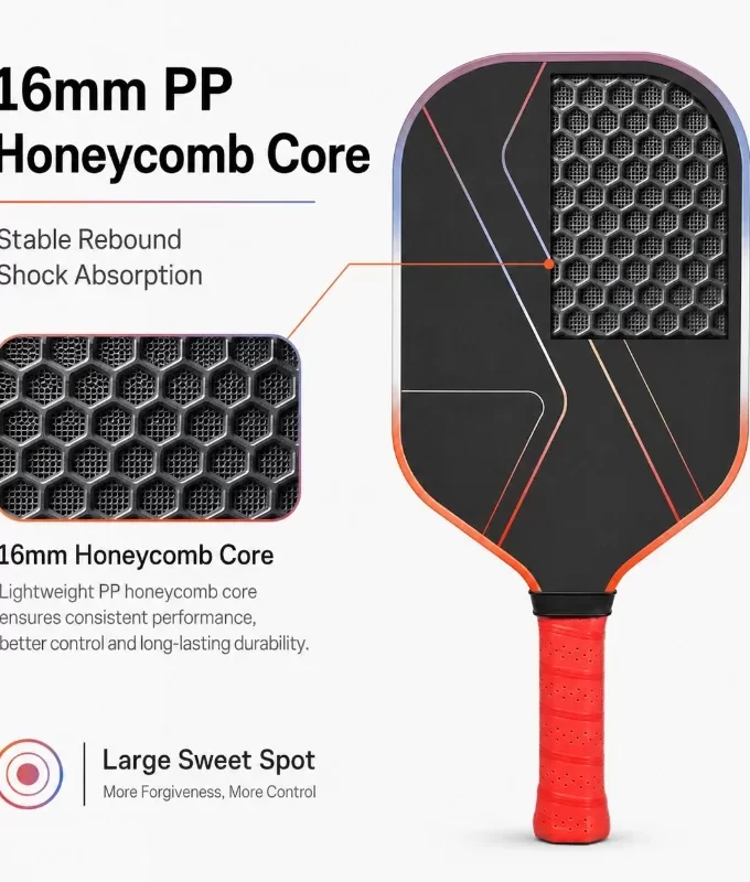 T700 Raw Carbon Fiber Pickleball Paddle Set (16mm) - USAPA Approved 2 Paddles with Grit Surface, 4 Balls & Bag
