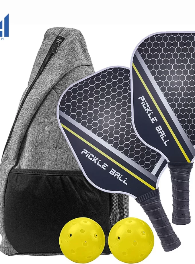 USAPA Approved Carbon Fiber Pickleball Paddle Set - Lightweight Graphite Racquets with 4 Balls & Bag