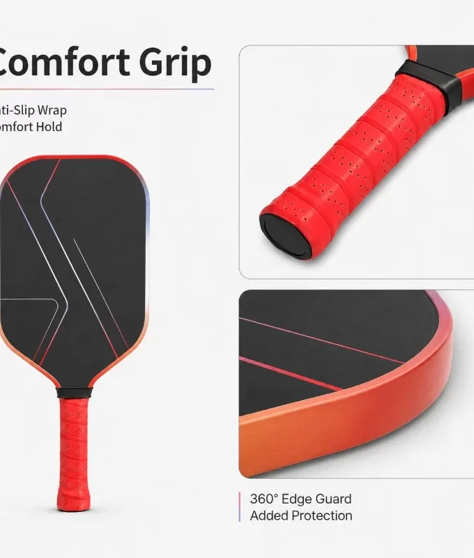 T700 Raw Carbon Fiber Pickleball Paddle Set (16mm) - USAPA Approved 2 Paddles with Grit Surface, 4 Balls & Bag