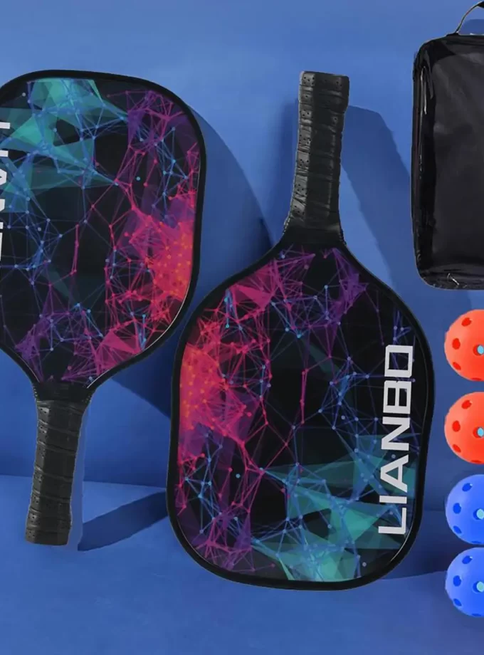 Pickleball Paddle Set of 2 Paddles & 4 Balls with Bag | Lightweight Pickleball Rackets for Beginners