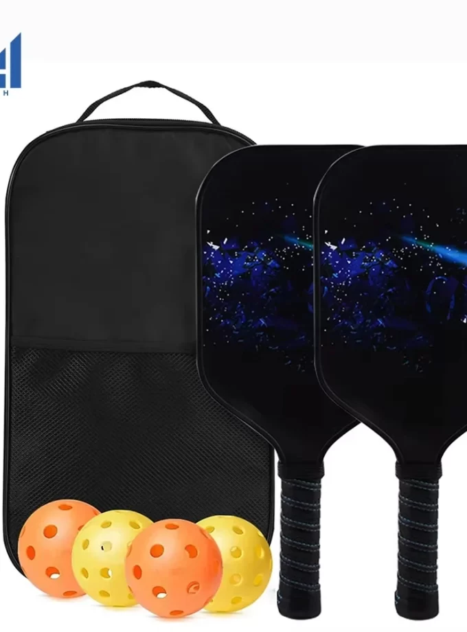USAPA Approved Carbon Fiber Pickleball Paddle Set - Lightweight Graphite Racquets with 4 Balls & Bag